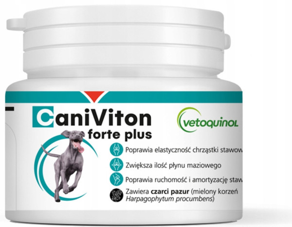 Вітаміни Vetoquinol Caniviton Forte Plus для поліпшення роботи зв'язок і суглобів у собак і кішок, 30 таблеток