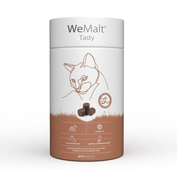 WeMalt Tasty Wepharm для профілактики утворення та виведення волосяних грудок зі шлунка кішок, 30 пастилок