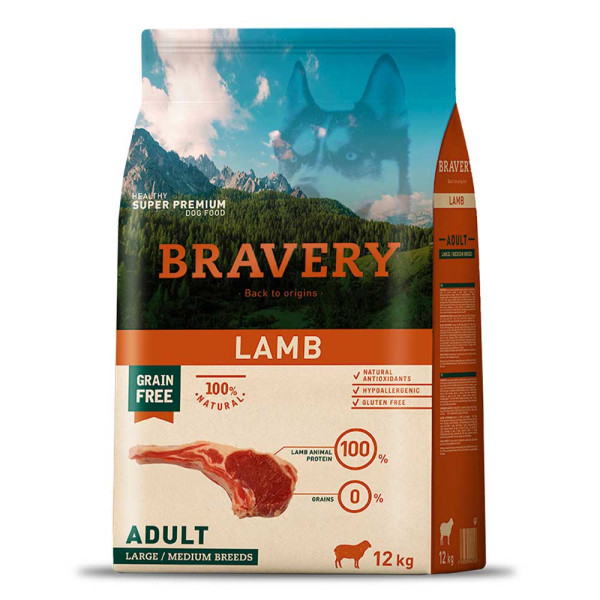 Бравері Bravery Lamb Large/Medium Dog сухий корм з ягням для собак середніх і великих порід, 12 кг (2246)