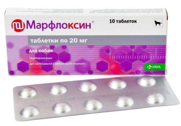 Марфлоксин 20 мг Marfloxin антибактеріальні таблетки для собак і кішок, 10 таблеток