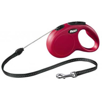 Рулетка FLEXI Classic S, 8м, до 12кг, шнур, червона