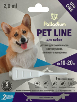 Пет Лайн Pet Line the one Palladium краплі від бліх, кліщів і глистів для собак вагою від 10 до 20 кг, 1 піпетка