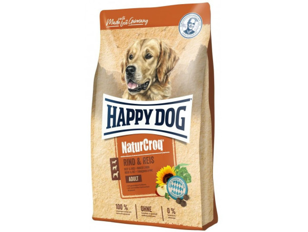 Happy Dog Naturcroq Rind &amp; Reis сухий корм із яловичиною та рисом для дорослих собак усіх порід, 4 кг (60519)