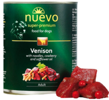 Корм консервований Nuevo Adult Venison Dog для собак з олениною, брусницею та сафлоровою олією, 800 гр