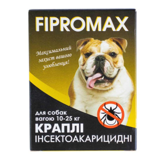 Краплі SUPREMO FIPROMAX д/середніх собак вагою 10-25 кг, 2,0 мл. 2 піп./уп.(фіпроніл, пірипроксифен)