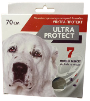 Нашийник ультра протект 70 см ultra protect від бліх і кліщів на 7 місяців для великих порід собак