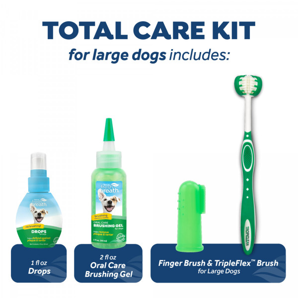 Набір Тropiclean Total Care Kit for Large Dog Тропіклін &quot;Свіже Дихання&quot; для великих собак, гель + краплі у воду + 2 щітки