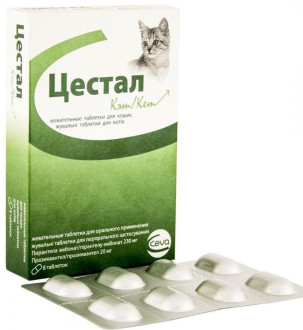 Цестал кет Сestal ket для дегельмінтизації кішок при ураженні нематодами і цестодами, 8 таблеток