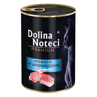 Корм конс.Dolina Noteci Premium для котів, м'ясні шматочки в соусі з ягнятиною,400 гр