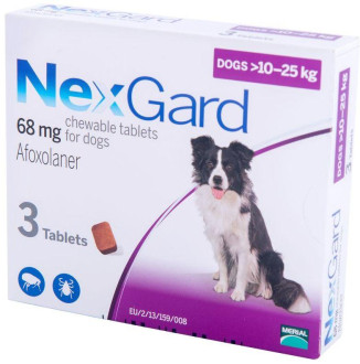 Нексгард для собак 10 - 25 кг Nexgard таблетки від бліх і кліщів, 1 таблетка