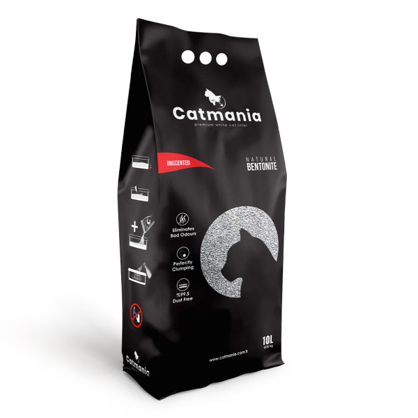 Катманія Catmania натуральний бентонітовий грудкуючий наповнювач для котячих туалетів, білий, 10 л