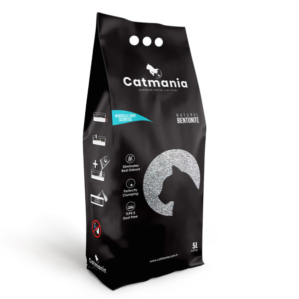Катманія Марсельське мило Catmania бентонітовий грудкуючий наповнювач для котячих туалетів, бірюзові гранули, 5 л