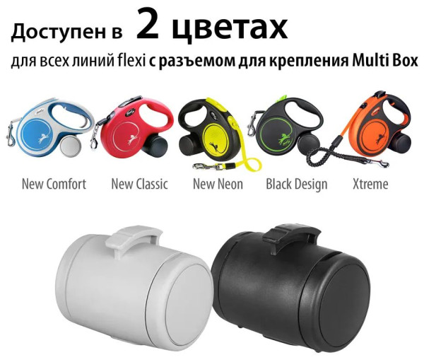 Flexi Multi Box контейнер для ласощів або одноразових пакетів, що кріпиться до собачих рулеток Flexi, сірий