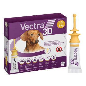 Вектра 3D 1,5 - 4 кг Vectra 3D краплі від бліх, кліщів, комарів для собак, 1 піпетка