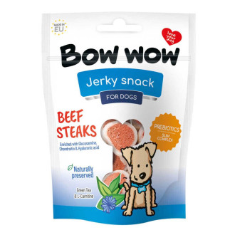 Ласощі  для собак "Bow wow" 80 гр, снеки з яловичини у вигляді стейків