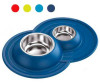 Georplast Volcano Inox миска подвійна метал. 0,2 л і 0,6 л, з м'яким килимком 49*33*5,5 см, для собак і кішок, колір в асортименті (20065)
