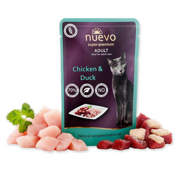 Пауч NUEVO ADULT для котів, курка і качка , 85 г