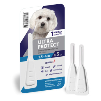 Ультра Протект для собак 1.5-4 кг Ultra Protect краплі від бліх і кліщів, 1 піпетка