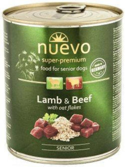 Нуево 800 гр Nuevo Dog Senior Lamb & Beef вологий корм з ягням, яловичиною для літніх собак, упаковка 6 банок (95017)