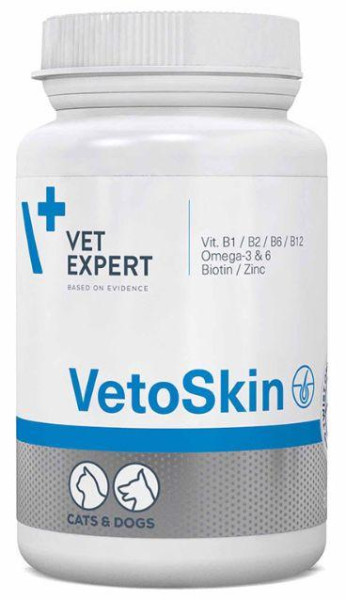 Ветоскін Vetoskin Vetexpert харчова добавка при дерматологічних захворюваннях шкіри у собак і кішок, 60 капсул