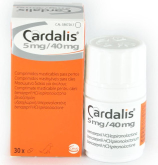 Кардаліс 5 мг / 40 мг Cardalis для лікування серцевої недостатності у собак, 30 таблеток