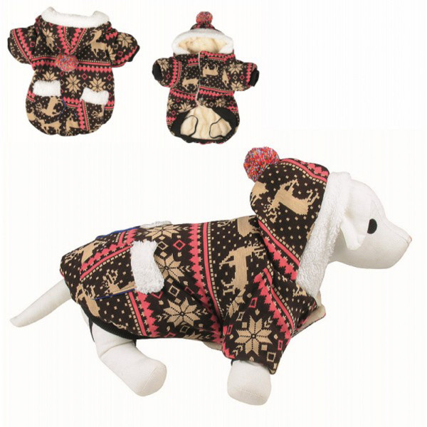 Куртка з капюшоном зимова TETRAPET на плюші Pom Pom, 35 см