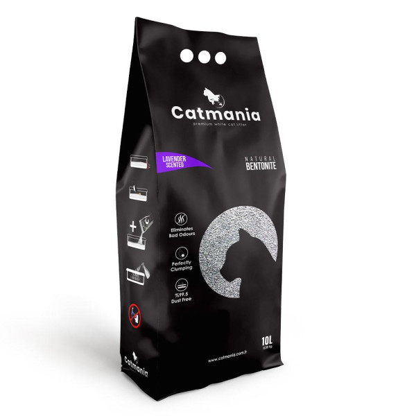 Бентонітовий наповнювач  CATMANIA лаванда + фіолет. гранули, 10л