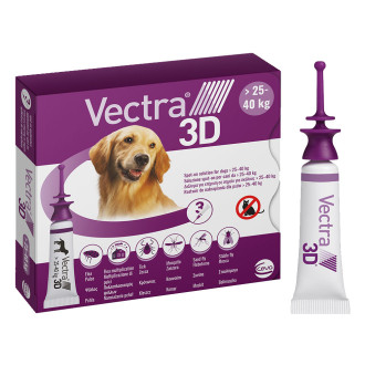 Вектра 3D 25 - 40 кг Vectra 3D краплі від бліх, кліщів, комарів для собак, 1 піпетка