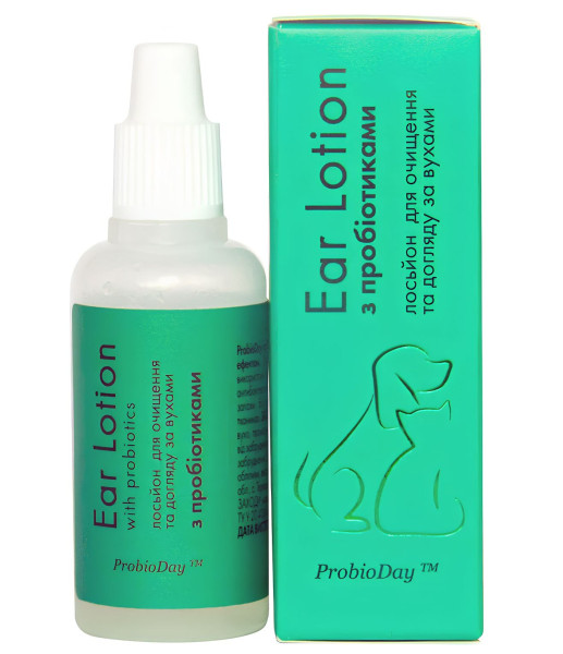 Вушні краплі ProbioDay Ear Lotion with Probiotics з пробіотиками та антибактеріальним ефектом для собак і котів, 30 мл