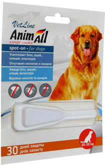 Animall spot-on "vetline" Анімал краплі від бліх і кліщів для собак вагою 20 - 30 кг, 1 піпетка х 6 мл
