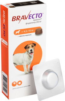 Бравекто 4,5 - 10 кг Bravecto таблетки від бліх і кліщів для собак, 1 таблетка