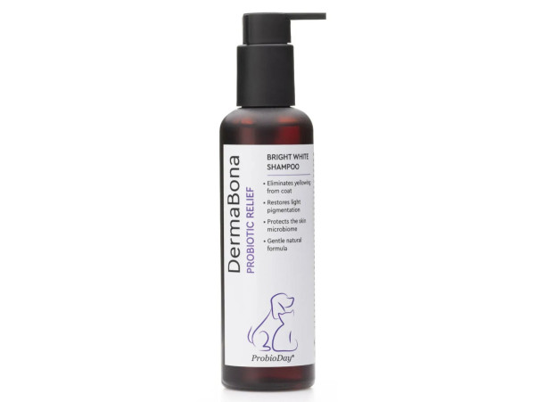 Шампунь DermaBona ProbioDay Bright White Probiotic Relife Shampoo з пробіотиками для білих собак і котів, 200 мл