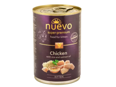 Нуево 400 гр Nuevo Kitten Chicken вологий корм для кошенят з куркою, рисом і жиром лосося (95114)