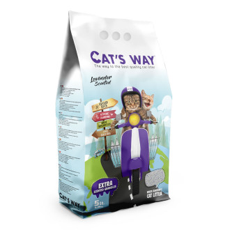 Cat's Way Lavander бентонітовий комкуючий наповнювач з ароматом лаванди для котячих туалетів, фіолетові гранули, 5 л