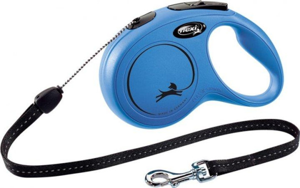 Повідець рулетка Flexi New Classic M, для собак вагою до 20 кг, трос 8 метрів, колір синій