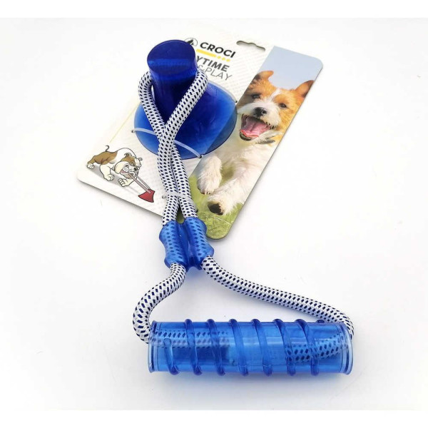 Іграшка для собак CROCI Циліндр на мотузці з присоскою, блакитний, 36*13 см