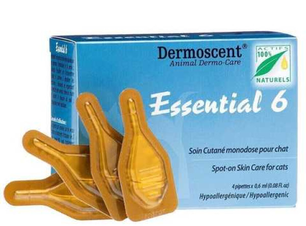 Dermoscent Essential 6 Spot-On Skin Care Cat краплі на холку для відновлення шкіри та шерсті котів, 4 піпетки
